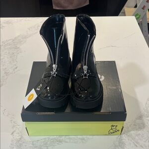 Art Class Shiny Black Combat Boots